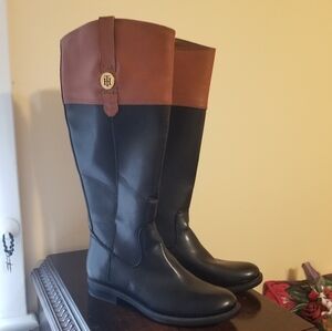 Tommy Hilfiger Black and Brown Winter Boots
